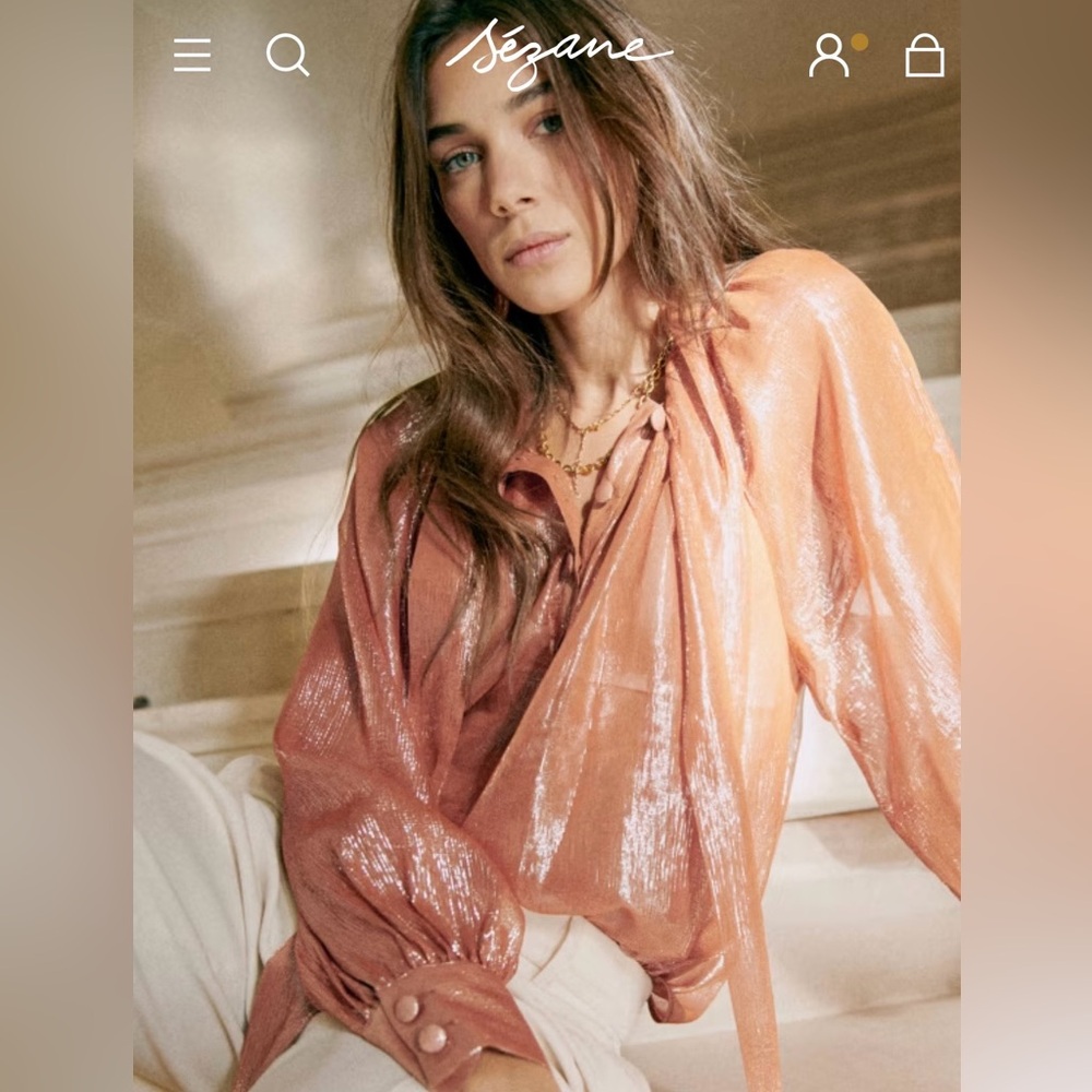 Sézane Zelda Shimmering Peach Blouse